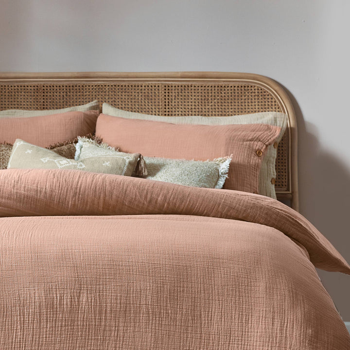 Lark Cotton Muslin Duvet Cover Set, Pink Clay